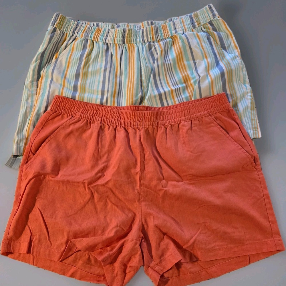 Serra Shorts Linen Blend Black Elastic Waist Pockets Women's Size XL